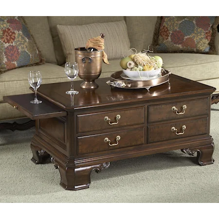 Stafford Storage Cocktail Table with Tooled Leather